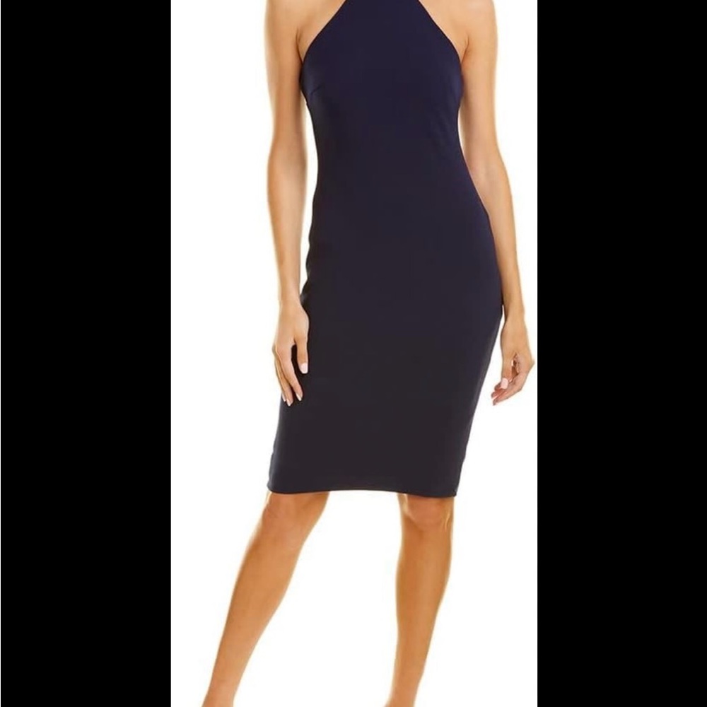 Bebe Halter Choker Neck Navy Dress
